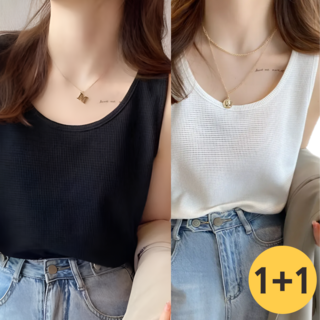 쁘띠엘라 U넥 베이직 이너 나시 민소매 2P