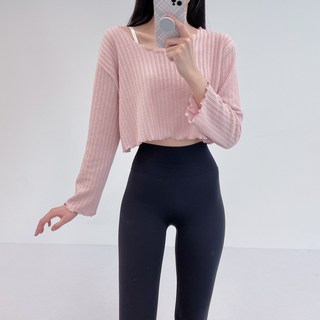 로라벨 바티 크롭 니트 필라테스복 요가복 커버업