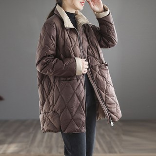 여성 데일리 덕다운 경량패딩 루즈핏 퀼팅 하프 야상점프