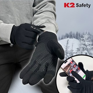 K2 Safety 폴라텍 스트레치장갑 방한, 블랙, 1개