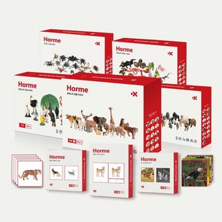 호르메 몬테소리 동물피규어 5종 75pcs 풀세트 + 카드 15종 375pcs, 450조각, 1세트