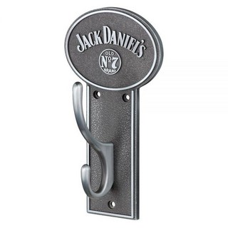 잭다니엘 Jack Daniel's Old No. 7 싱글 월 코트 후크 위스키 17.8cm x 9.5cm7인치 3.75인치 바 머드룸 펍, 1개