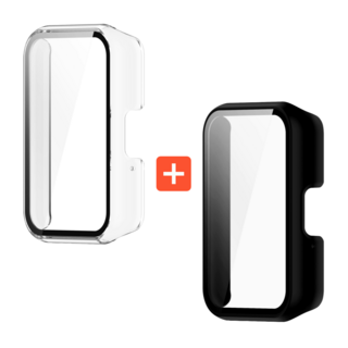 칸탐 갤럭시 핏3 호환 풀커버 강화유리 케이스 1+1, 투명+무광블랙, 1개