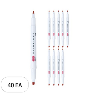 마일드라이너 형광펜, 레드, 40개