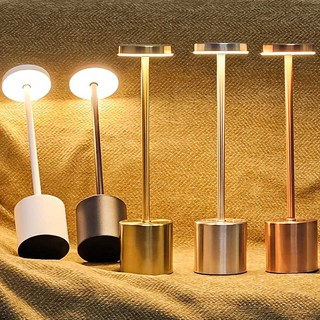 LED 충전식 usbled라이트 테이블 램프 터치 금속 책상 침대 옆 호텔 바 침실 장식 야간 조명 3 가지 색상, Black, 1개