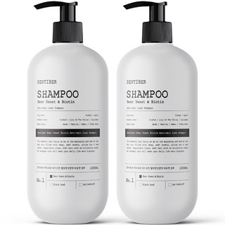 [모발빠짐 80% 개선] 1+1 센티베르 맥주효모 탈모샴푸 1000ml 대용량 약산성 바이오틴 비오틴 정수리냄새, 2개, 1L