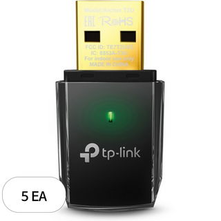 티피링크 AC600 미니 무선 USB 랜카드, Archer T2U, 5개