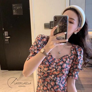 AOKADA 휴양지원피스 프렌치 스위트 플라워 원피스 섹시 휴양지룩 비치원피스