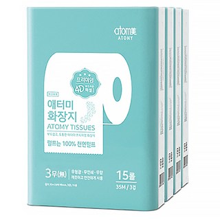 더 부드럽고 도톰한 두꺼운 애터미 화장지 60롤 15개 4세트), 1세트, 35m