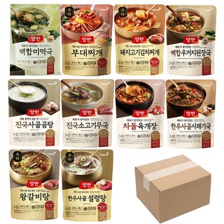 양반 즉석국 찌개 10종(수라 갈비탕+설렁탕+부대찌개+김치찌개+양반미역국+된장국+소고기무국+시래기국+차돌육개장+사골곰탕), 460g, 1세트