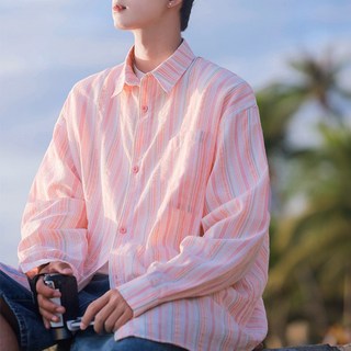 킹앤조이 라노스 시어서커 오버핏 파스텔 스트라이프 셔츠 남방