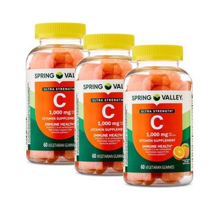 스프링밸리 비타민C 1000mg 울트라스트렝스 이뮨 오렌지맛 구미 젤리 Spring Valley Vitamin C, 3개, 60정