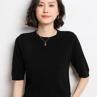 NEW 여름 여성 데일리 라운드 반팔 니트