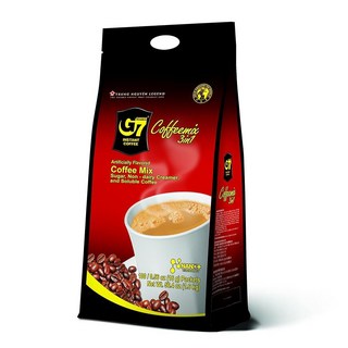 Trung Nguyen G7 인스턴트 커피 3 in 1 로스트 그라운드 블렌드 크리머 및 설탕 베트남 (50봉지) 미국 584577, 1개