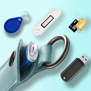 에스조이 USB 파우치 휴대용 가죽케이스 키링, 민트, 1개