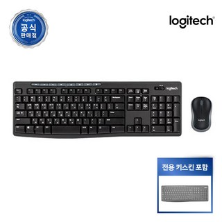 로지텍 키보드 + 마우스 세트, MK270R 키스킨 포함, 블랙, 일반형