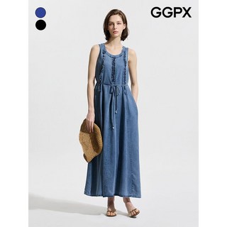 GGPX 웨이브 라인 데님 끈 원피스 GP4OP082F