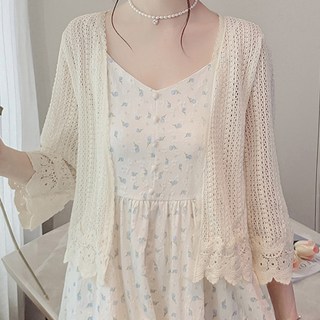 메이린 레이스 미니 망사 그물 반팔 뜨개 메쉬 쿨 쿨링 가디건 여름가디건 볼레로 숏 루즈핏 크롭 비치웨어 펀칭 봄 여름 니트가디건 가디건 커버업 빅사이즈 가디건