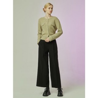 582737 CC콜렉트 씨씨콜렉트 가죽 비조 장식 투턱 와이드팬츠 C234MSA043