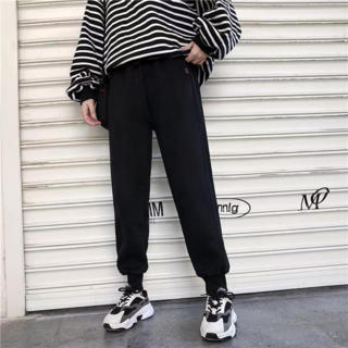 QAZD 슬림핏 여성용 기모 조거 팬츠