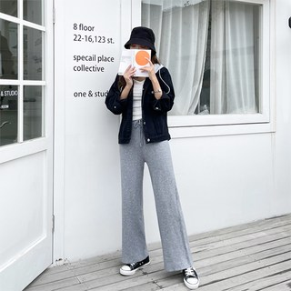 토마토팩토리 여성용 데일리 니트 세미와이드 밴딩팬츠