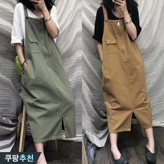80kg까지 날씬해보이는 여성 빅사이즈 빈티지 반집업 멜빵 원피스 치마 봄 여름 루즈핏 코디 솔리드 포켓 포인트 집업 학생복 박스 큰옷 캐쥬얼 데일리 여자 h라인 롱원피스