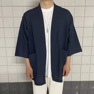 남자 여름 가디건 린넨 유카타 7부 로브 마 커플 오버핏 자켓 (3color)