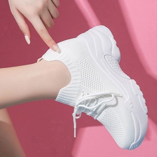 7.5cm 키높이 통굽 니트 스니커즈 여성 플랫폼 발편한 삭스 운동화 굽있는신발