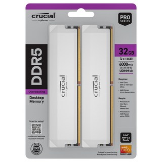마이크론 Crucial DDR5-6000 CL36 PRO Overclocking 패키지 아스크텍 (32GB(16Gx2)), 2개
