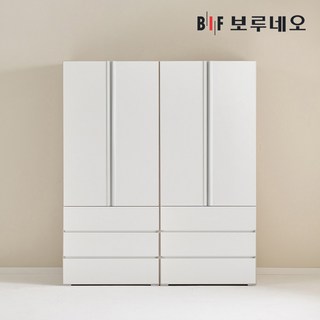 보루네오 타키 1600 K세트 장롱 장농 이불장 미니 아이 작은방 원룸 슬림 서랍 5자 6자, 화이트