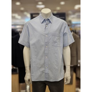 킨록앤더슨 블루 코튼 세미오버핏 크리즈 반팔 셔츠 남방