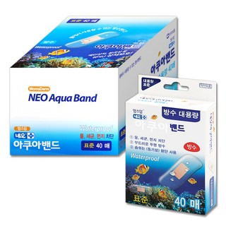 맘스덤 네오 아쿠아 방수 밴드 약국용 반창고 대용량 40매입, 40개입, 12개