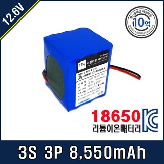 [12.6V] 삼성 SDI 18650 배터리팩 3S3P T20C 29E, 1개, 1개입