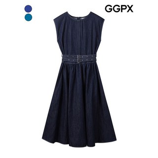 GGPX 더블 벨티드 데님 민소매 원피스 GP6OP004F