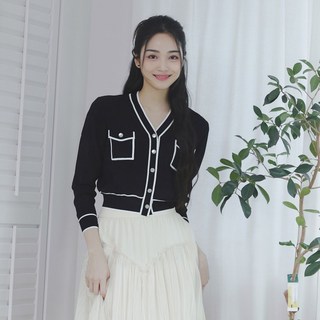 잇미샤 [S/S] 배색 라인 브이넥 가디건