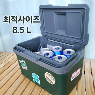 휘양찬란 미니 아이스박스 8.5리터 캠핑 카키+그레이