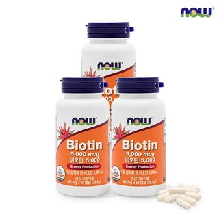 나우푸드 비오틴 5000mcg 60캡슐 3병 6개월분, 60정, 3개