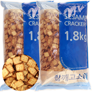 자연톡 참깨고소해 대용량 참깨 과자 인간사료 참깨크래커 호프기본안주 노래방안주 업소용 사무실 단체 간식, 1.8kg, 2개입