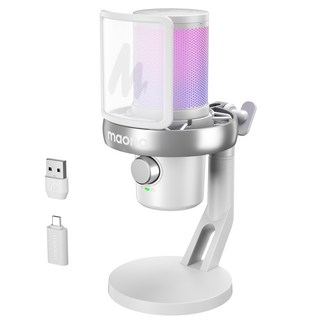 마오노 무선 콘덴서 마이크 게이밍 방송용 스트리밍 DM40, 탁상형, 화이트, DM40 Pro