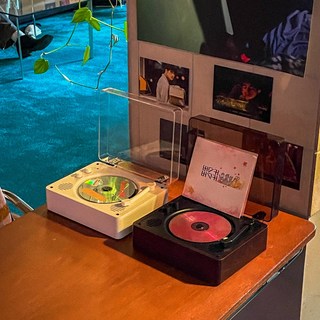 잼데이 블루투스 CD플레이어 턴테이블 감성 레트로 빈티지 아날로그 Y2K, 아크릴화이트(뚜껑)