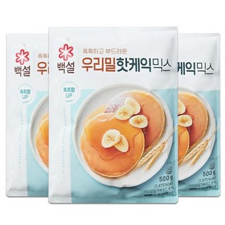 CJ제일제당 백설 우리밀 핫케익 믹스 500g x3개/ 반죽 홈베이킹, 3개