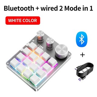 프로그래밍 매크로 키보드 2 4G/블루투스/USB 3 모드 RGB 기계식 키보드 게임 Photoshop 용 DIY 핫 스왑 키패드, White BT NO 2.4G, 1개