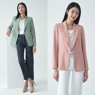 [지센] 여성 싱글 원버튼 테일러드 베이직 자켓 LFJKO301_[2컬러]