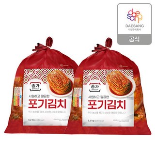 (종가집) 종가 중부식 포기김치 10.4kg (5.2kg X 2) 5.2kg 2개 상품 이미지