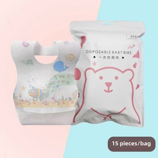 일회용 신생아 만화 턱받이 유아 식사용 침수건 남아 여아 야외용, Little fish, 1개