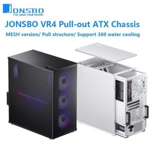 컴퓨터케이스 본체케이스 조립PC JONSBO VR4 블랙 ATX 미드 타워 컴퓨터 케이스 메쉬 풀아웃 라이너 디자인 240280360 액체 냉각 지원, 1개