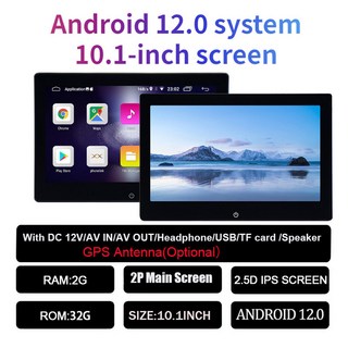 차량용 헤드 모니터 RCA 와이파이 미러링 IPS TV 디스플레이 뒷좌석 화면 비디오 플레이어 안드로이드 12 0 2G 32G 11 6 인치, Android 10.1 2P-X40