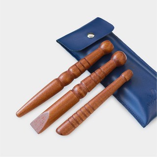 올풋케어 건강 마사지 고급 원목 셀프지압봉 3종 + 가죽케이스 세트 지압봉, 네이비, 1세트