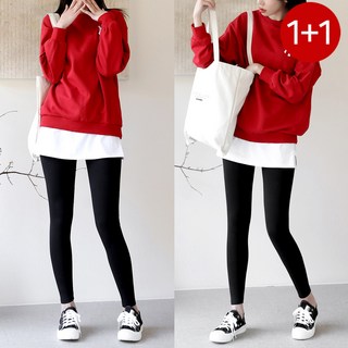 (2장) 빅사이즈 F~7XL 키별맞춤 면스판 레깅스 데일리 사계절 8/10부 쫄바지 아담 베이직 여성 밴딩 실내복 운동 1+1