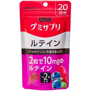 Gumi supplement 일본직구 UHA 구미 루테인 믹스 베리 맛 스탠드 파우치 40정 20일 서플라이, 1개